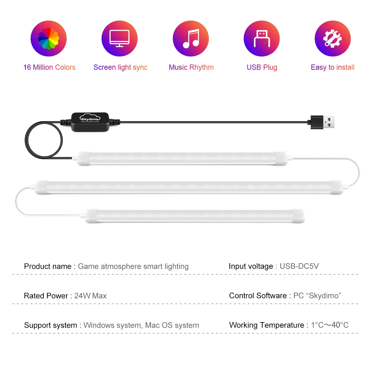 RGBIC LED Strip Light PC Backlight Sync with Computer Display App Control USB Ambient Light for Windows/iOS Systems Oasis Select