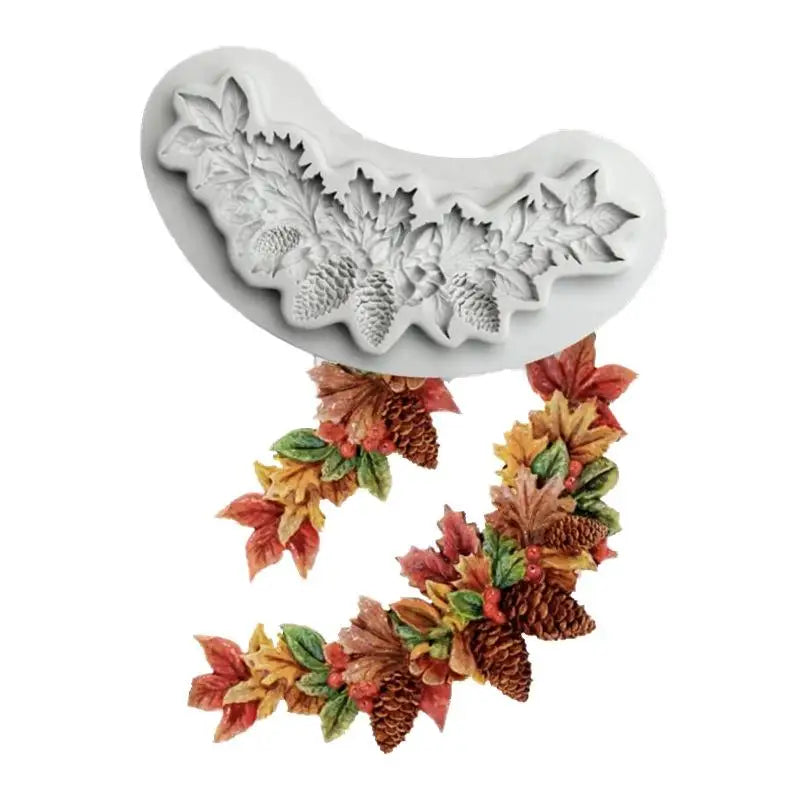 Christmas Silicone Mold Pinecone Fondant Cake Decoration Silicone Mold Hand Made Decorating Leaves Chocolate Candy Kitchenware Oasis Select