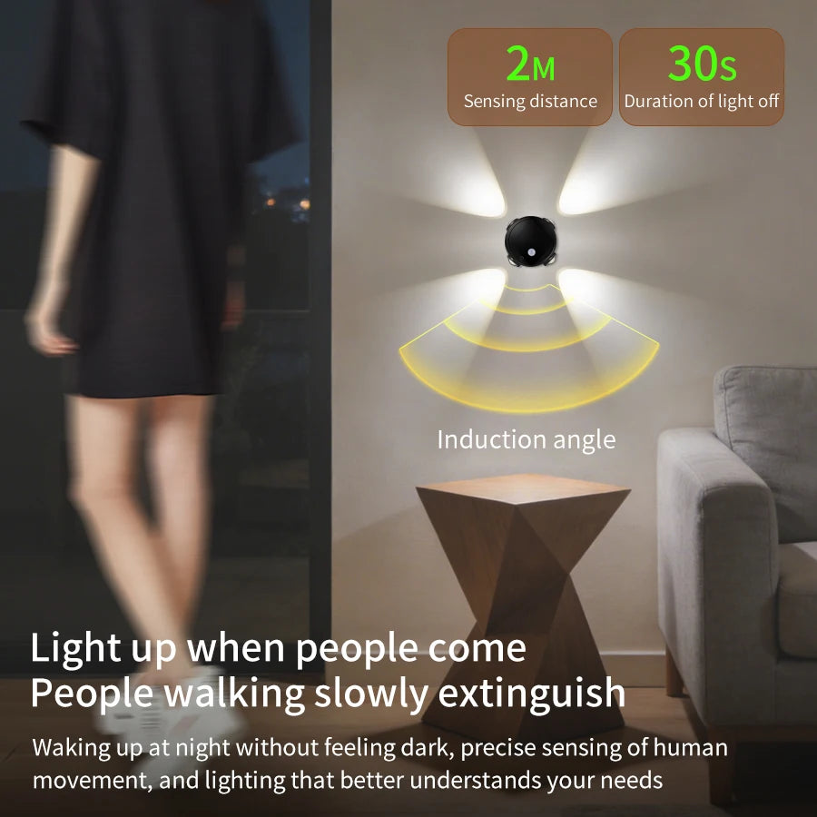 Rechargeable 4 Leds Night Light with Motion Sensor Tricolor RGB Dimmable Wall Lamp Magnetic Mood Ambient Light for Hallway Stair Oasis Select