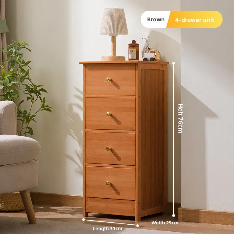 Bookcase storage cabinet chest cabinet lattice cabinet children's log storage bedside table multi-layer dining side cabinet Oasis Select Brown 4