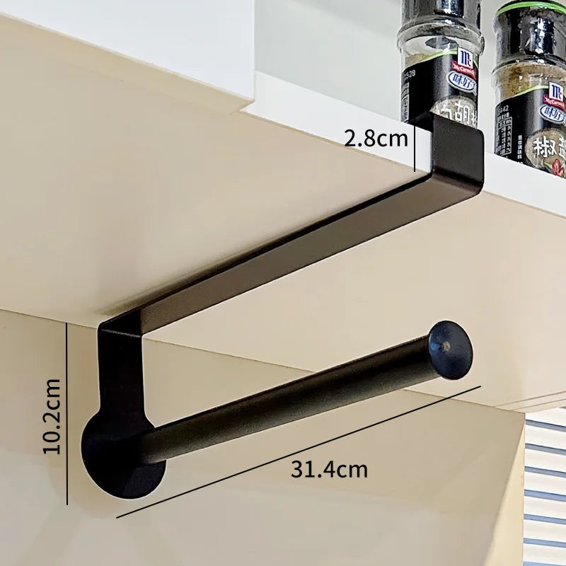 1 pc Punch-free Iron Kitchen Paper Towel Holder, Under-Cabinet Punch-Free Paper Towel Rack, Durable and Easy to Clean Oasis Select Black