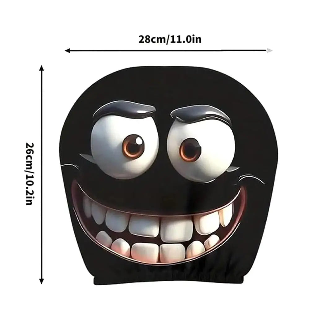 2pcs Halloween Decoration Black Skull Car Print Headrest Cover Universal Stretchy Spooky Fun Universal Head Cover Auto Parts Oasis Select