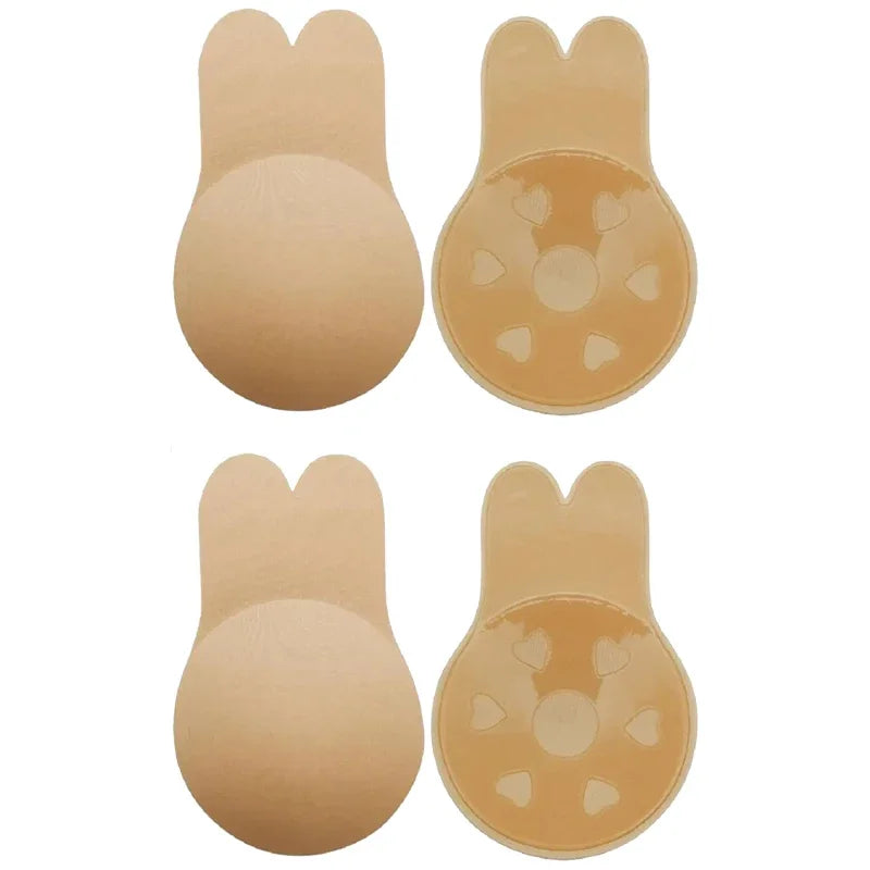 Women push up bras self adhesive silicone strapless invisible bra reusable sticky breast lift tape rabbit nipple cover bra pads Oasis Select Skin 2pairs 11cm