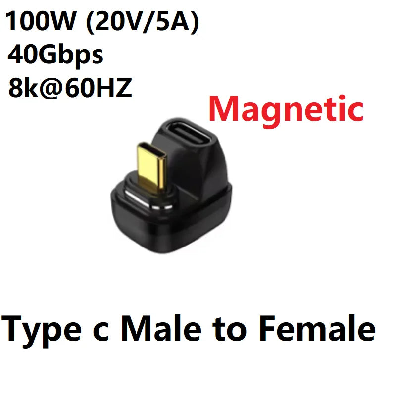 Type c USB C Male to Female USB4.0 Magnetic Adapter 8k USB C To Type C 40Gbps 100W 140W 5A Fast Charging Magnet Converter Oasis Select 100W U-Shape