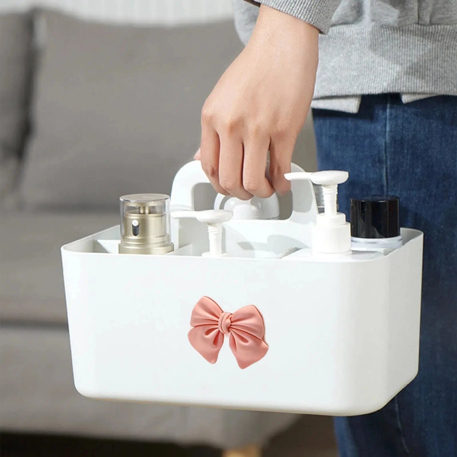Desktop Cosmetic Organiser, Pen and Desk Organiser, Split Marker Organiser with Handle Bracket Portable Utility Fixed Container Oasis Select