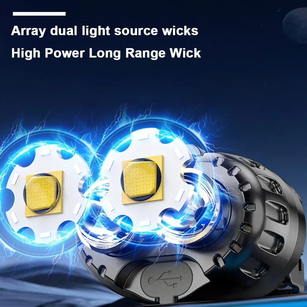 Dual Light Source LED Induction Headlight Emergency Head Flashlight 250LM XPE Headlamp 500mAh for Outdoor Fishing Camping Hiking Oasis Select