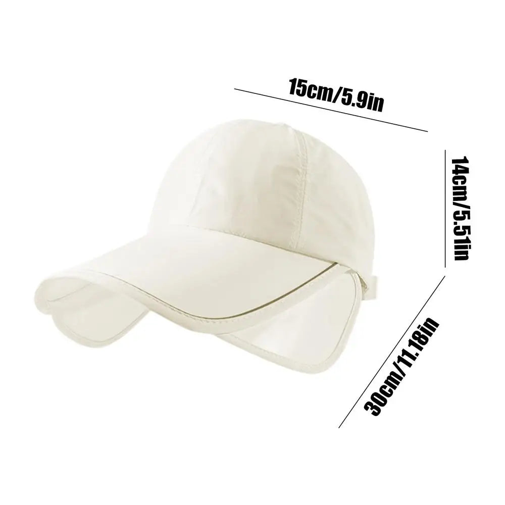 Sunscreen Hats Widened Brim Summer Sun Hat Outdoor Big Brim Cap Breathable Fishing Hat Retractable Sunshade UV protection Oasis Select Beige