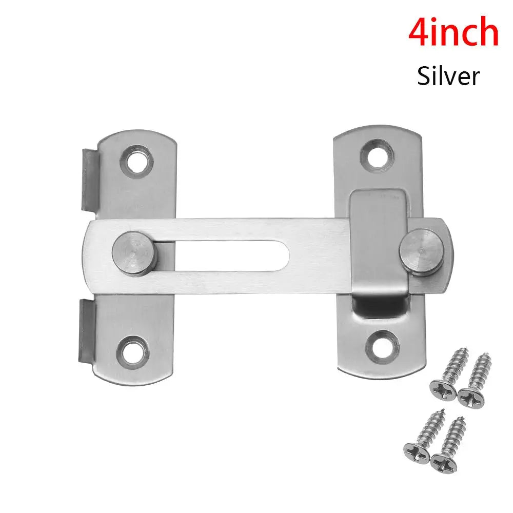 Stainless Steel Straight Lock Buckle Security Hasp Door Bolt Cabinet Catches Window Catch Lock Silent Gate Buckle Padlock Clasp Oasis Select 4inch-silver