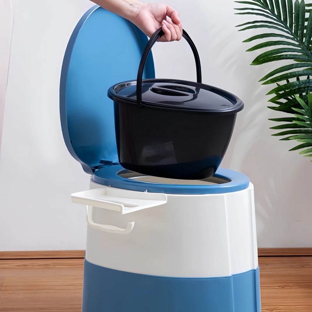 1 Piece Pink/Grey/Khaki/Blue Portable Mobile Toilet with Lid for Camping, Outdoor, Bathroom, Bedroom, Balcony, Hiking, Rv, Travel, Pregnant Women, Disabled People, Elderly, People with Limited Mobility, Bedridden People, Equi Oasis Select