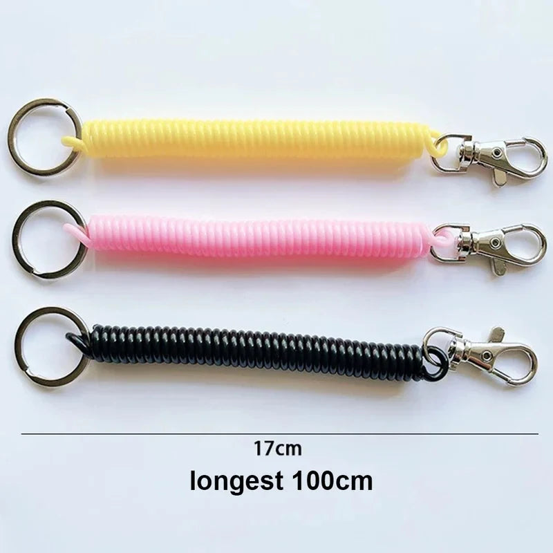 1/2/4pcs Spiral Telescopic Spring Coil Keychain Anti-Theft And Anti Loss Pull Rope Safety Keyring, With Metal Lobster Buckle Oasis Select