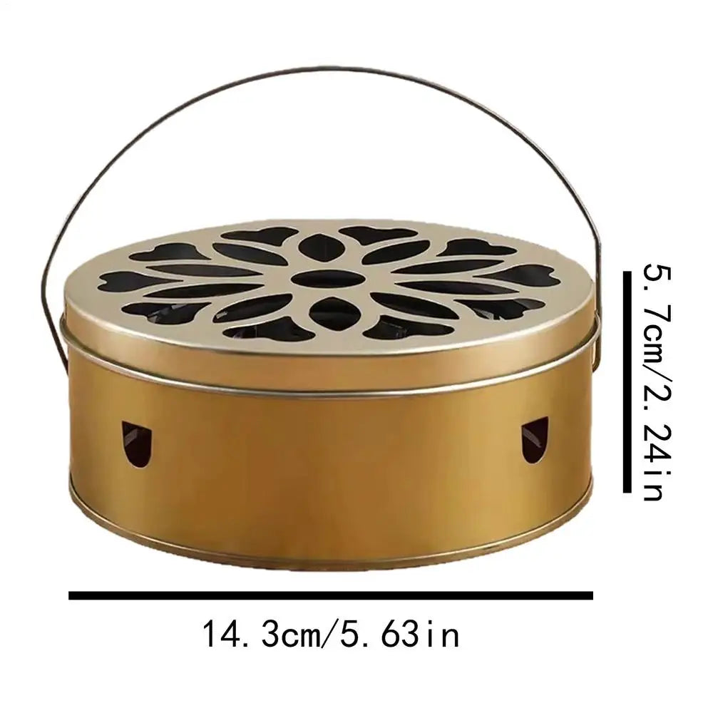 Portable Stainless Steel Mosquito Coil Box with Cover and Handle, Anti-scald Mosquito Incense Holder for Camping Patio Oasis Select 1PC