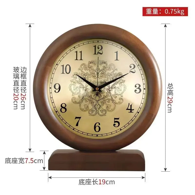New European Solid Wood Clock Desk Table Decoration Home Living Room Antique Table Decoration Clock Oasis Select B silent movement