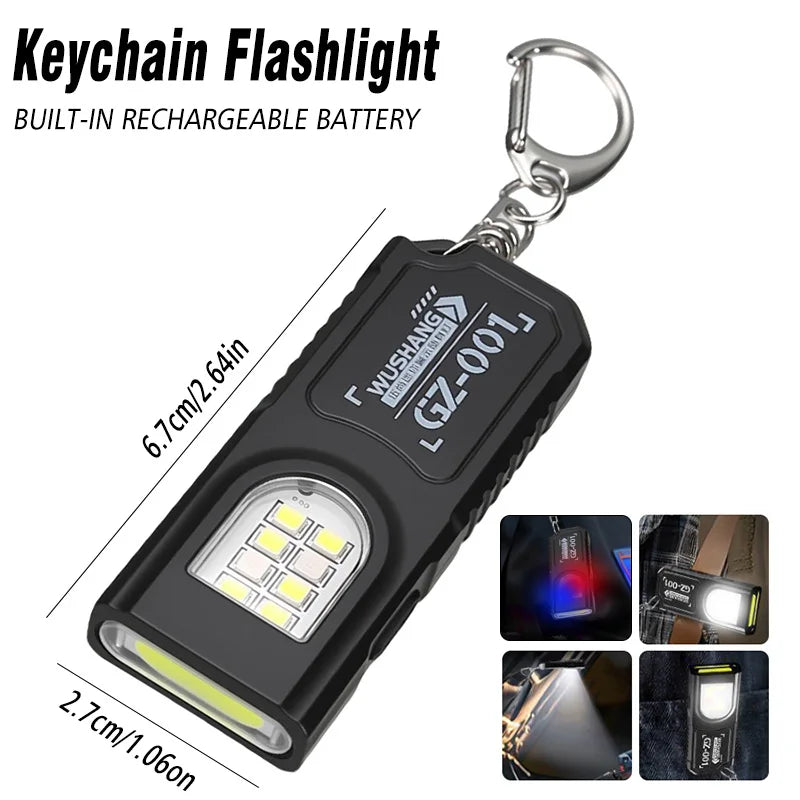 Mini COB LED Flashlight USB-C Rechargeable Magnetic Clip EDC