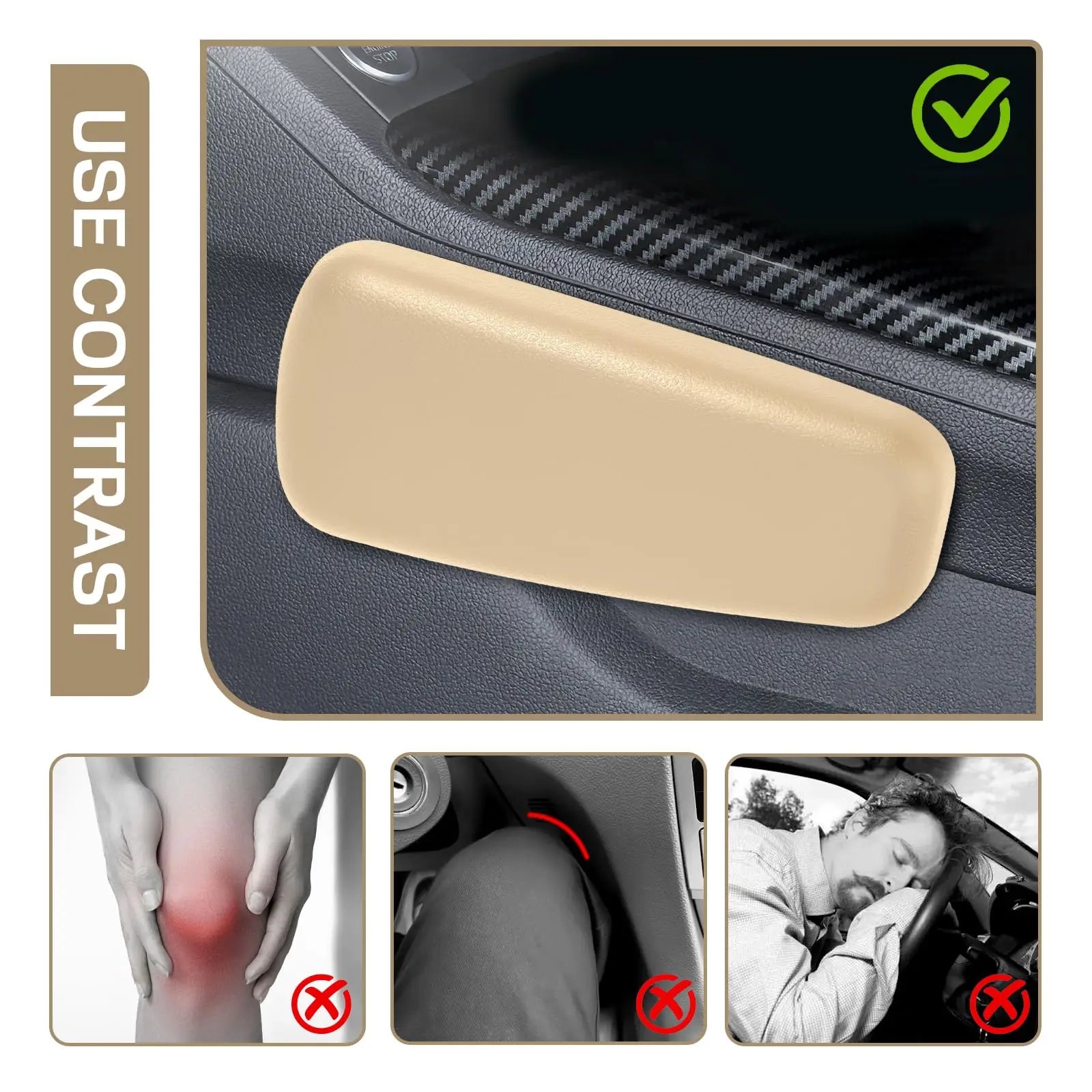 Car Armrest & Knee Cushion – Leather Memory Foam Door Pad