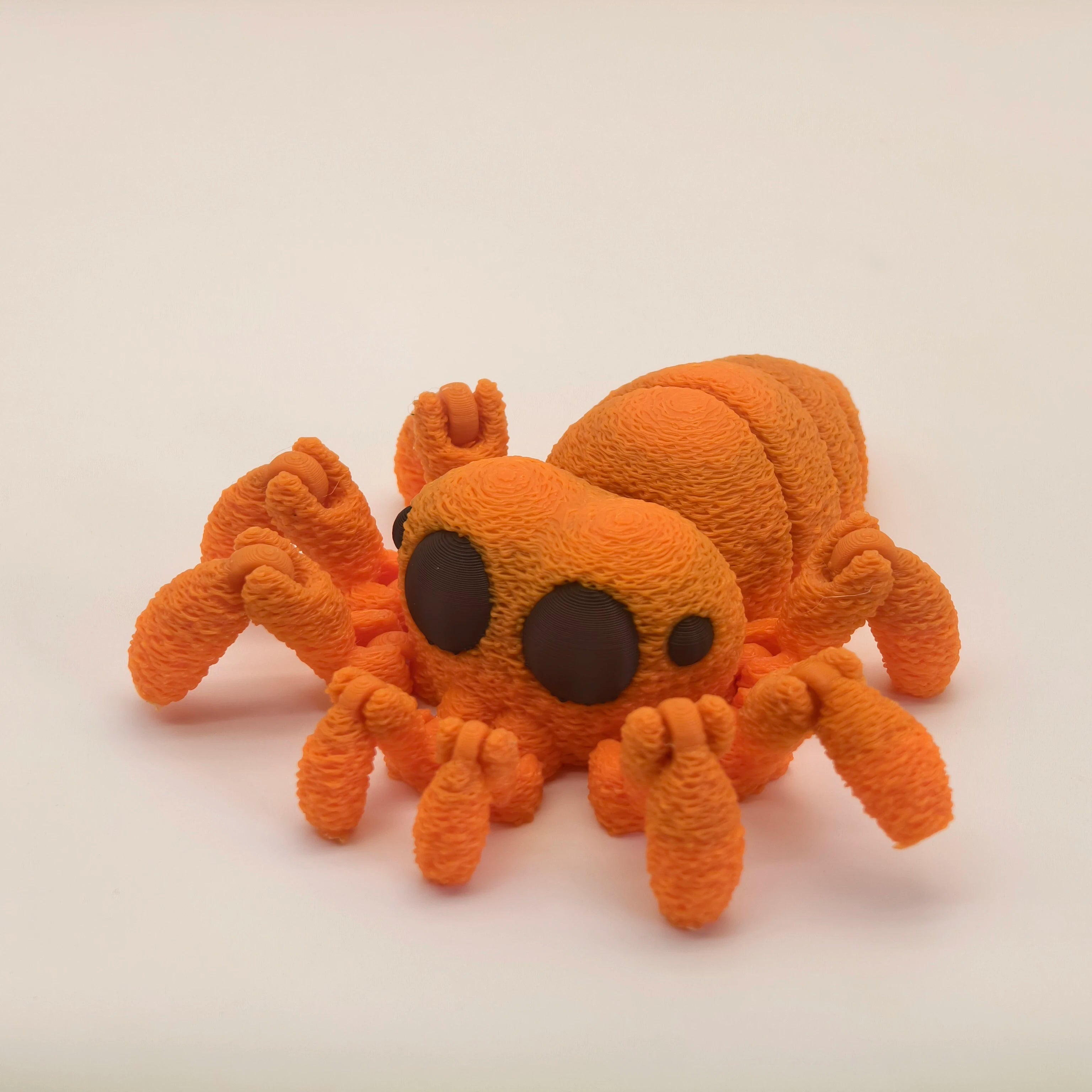 3D Printed Articulated Spider Toy Movable Joint Stress Relief Desktop Decor Cute Spider Model Gifts for Desktop Decoration Toy Oasis Select Orange