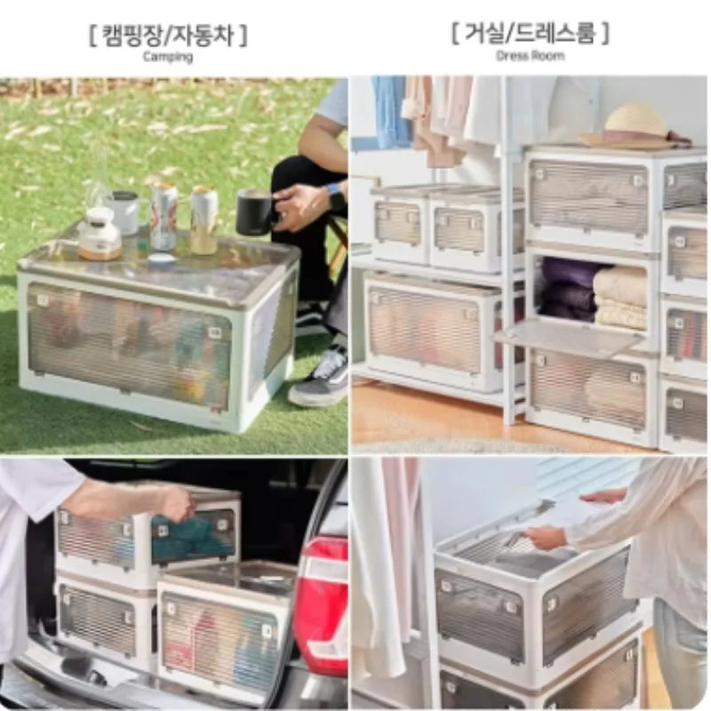 Large Capacity Storage Box with Lid Toys Books Food Sundries Organizer Foldable Car Storage Bin Closet Clothes Container Outdoor Oasis Select