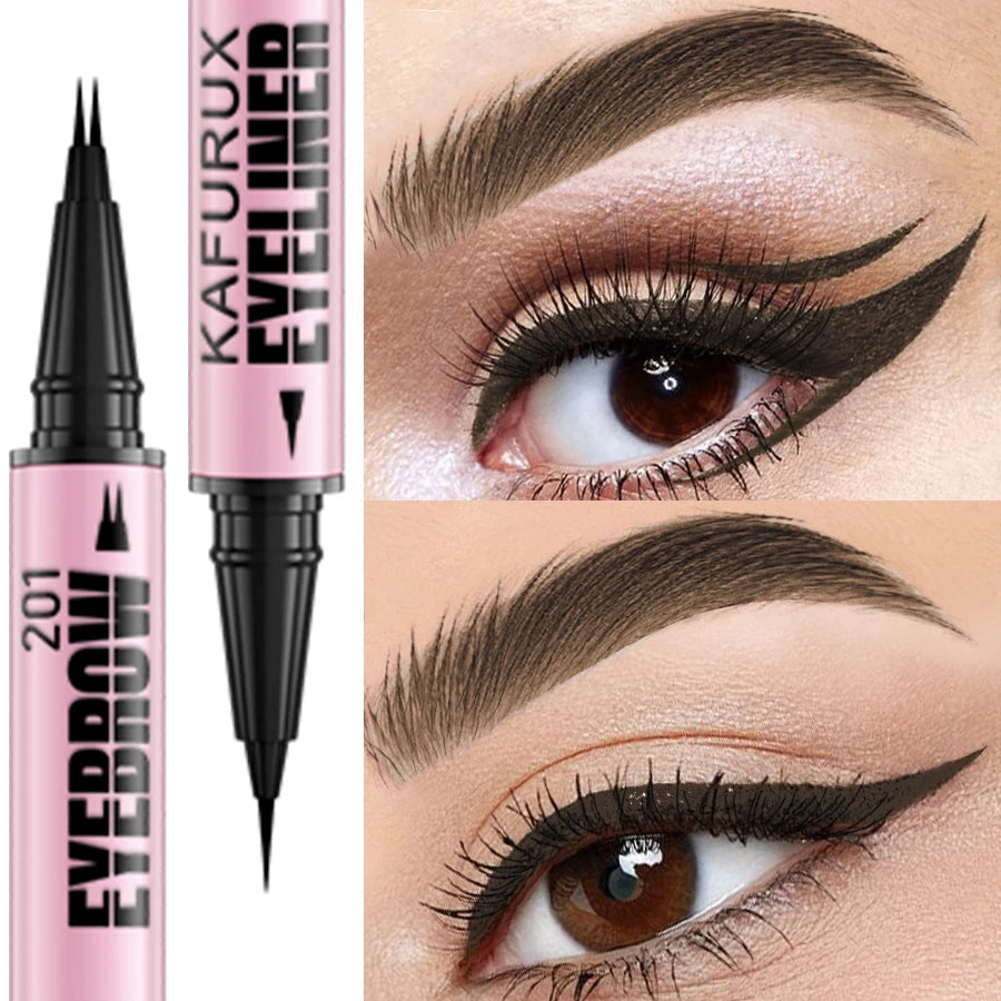 KAFURUX 2-in-1 Waterproof Eyebrow & Eyeliner Pen – 4 Colors