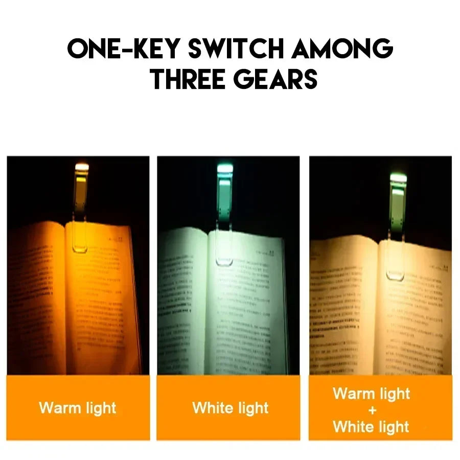 Portable Rechargeable Book Lamp 3 Brightness Levels Flexible Clip On Book Lights LED Desk Reading Light for Kids Bookmark Lamp Oasis Select