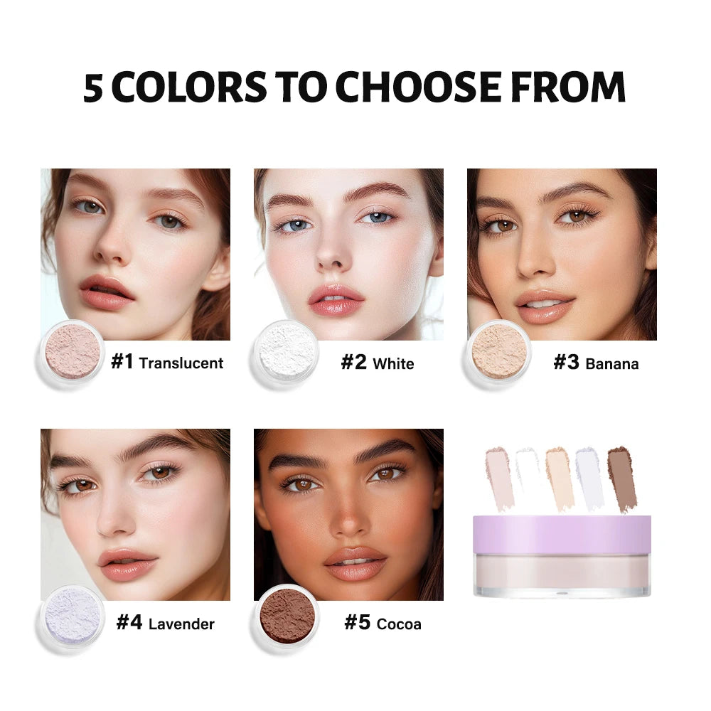 Loose Baking & Setting Powder Long Lasting Oil Control Natural Face Matte Waterproof Brightening Loose Powder Makeup Cosmetics Oasis Select