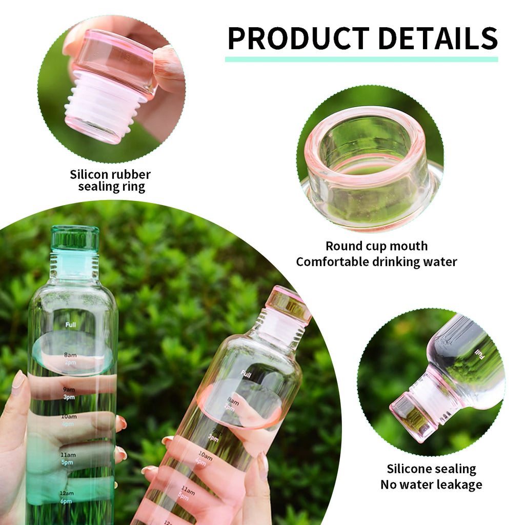 Newest Transparent With Time Scale Water Bottle Couple Plastic Portable Water Container Leakproof Drop-Resistant Plastic Cup Oasis Select