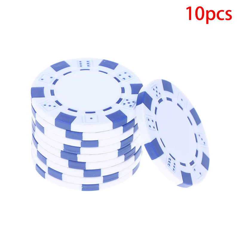 10 Pcs ABS Plastic Casino Texas Hold'em Metal Coins 11.5g Game Chip Set Accessories@#X Oasis Select White