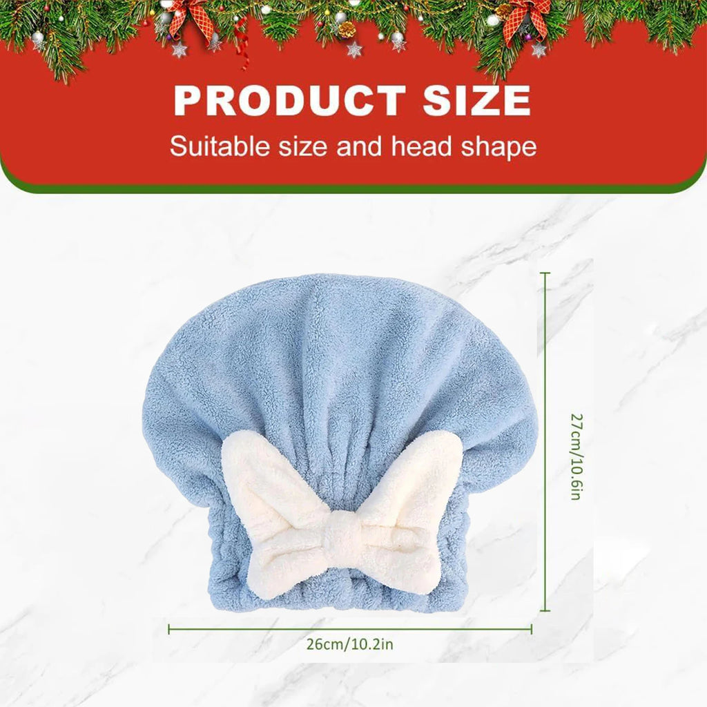 Microfiber Hair Drying Towels Head Wrap with Bow-Knot Shower Cap Hair Turban HairWrap Bath Cap for Curly Long Wet Hair Gift Oasis Select 1PC Blue