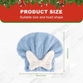 Microfiber Hair Drying Towels Head Wrap with Bow-Knot Shower Cap Hair Turban HairWrap Bath Cap for Curly Long Wet Hair Gift Oasis Select 1PC Blue