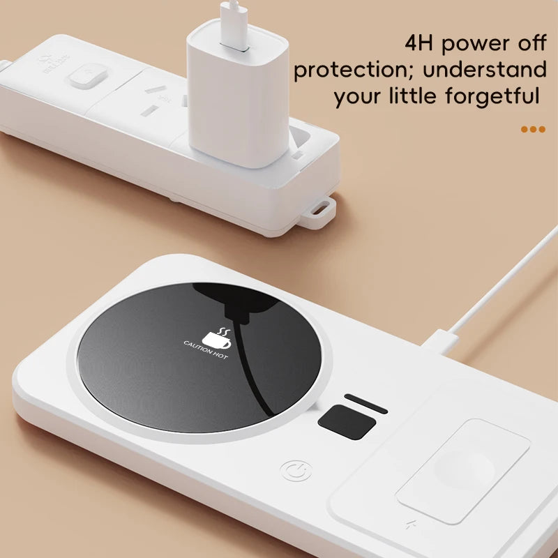 2-in-1 Wireless Charger & Heated Cup Mat – 3 Temp Settings