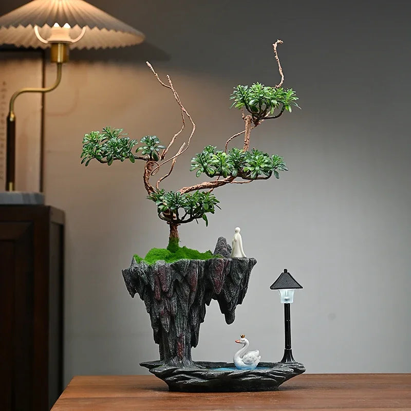 Sky City Simulation Green Plant Welcome Pine Bonsai Decoration Living Room Wine Cabinet Decoration Zen Desk Decoration Oasis Select