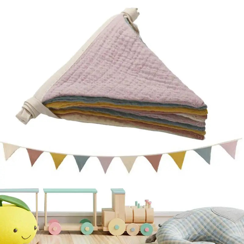 Pennant Banner Flags Nursery Bunting Banner Flags Washable Cotton Fabric Triangle Pennant Garlands for Living Room and Bedroom Oasis Select