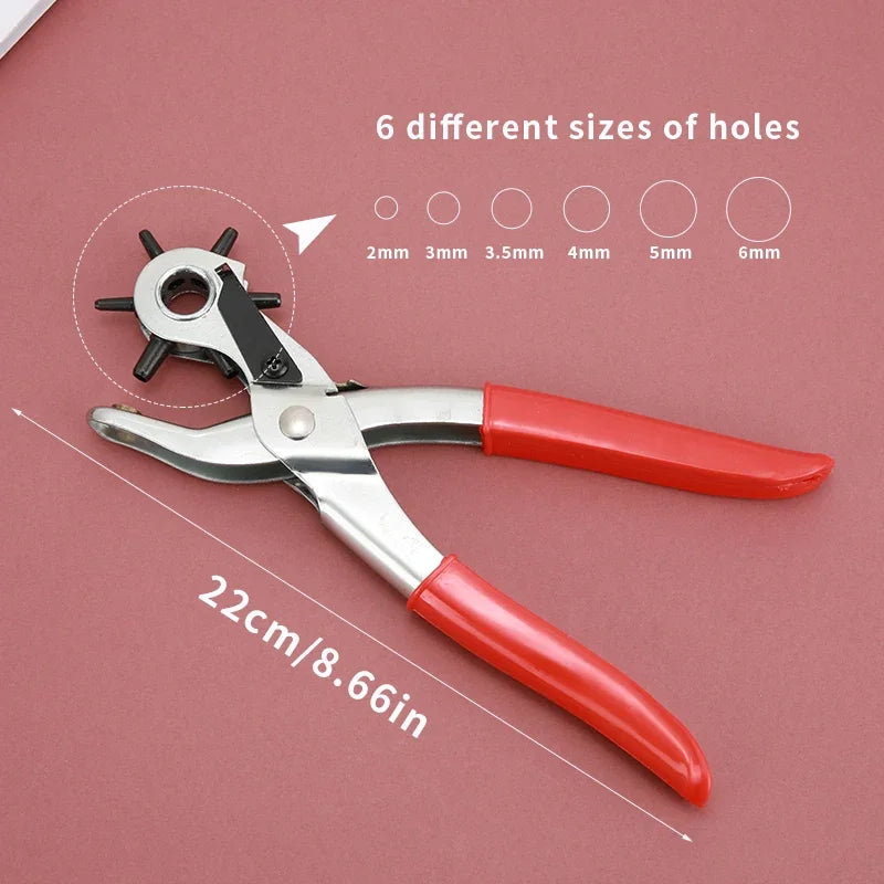 Leather Hole Punch,9" Belt Hole Puncher for Leather Heavy Duty, 6 Size Revolving Leather Belt Hand Hole Puncher Leather Punch Oasis Select 1pc