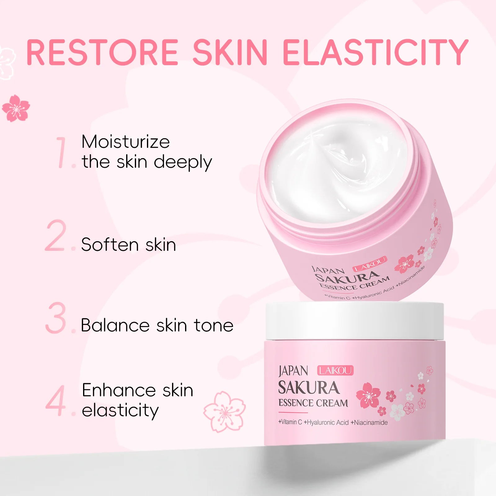 LAIKOU Sakura Face Cream – Hydrating, Brightening & Moisturizing Face Moisturizer Cream Oasis Select