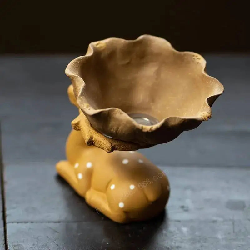 Zisha Tea Pet Plum Blossom Deer Tea Strainer Ornament Animal Tea Strainer Tea Holder Tea Accessories Table Oasis Select