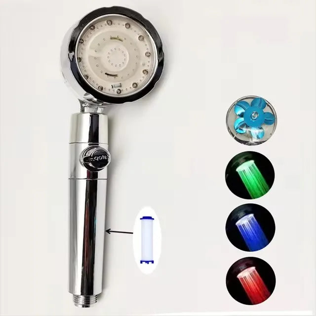 LED Anion Shower Head Rainfall SPA Temperature Control Shower Head Pressurized Water Saving 3/7 Colors Handheld Bathroom Shower Oasis Select 3 - Colorful D-S