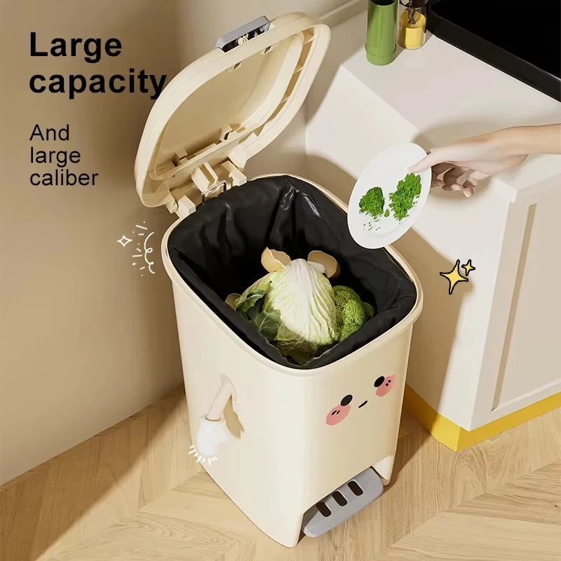 UFORU Creative trash can household advanced sense large capacity kitchen living room press pedal double open trash can Oasis Select