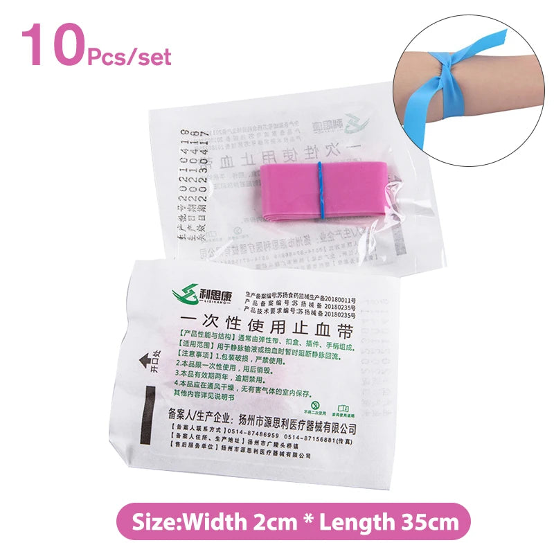 10strips Pre Cut Pink Elastic Belt Disposable Tourniquet First Aid Kit Product Medical Rubber Tourniquet Disposable Tourniquet Oasis Select