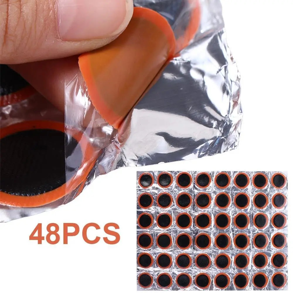 48-Piece Professional Bike Patch Kit - Vulcanizing Tire Repair Set for MTB & Road Bicycle Inner Tubes, Emergency Puncture Fix Oasis Select