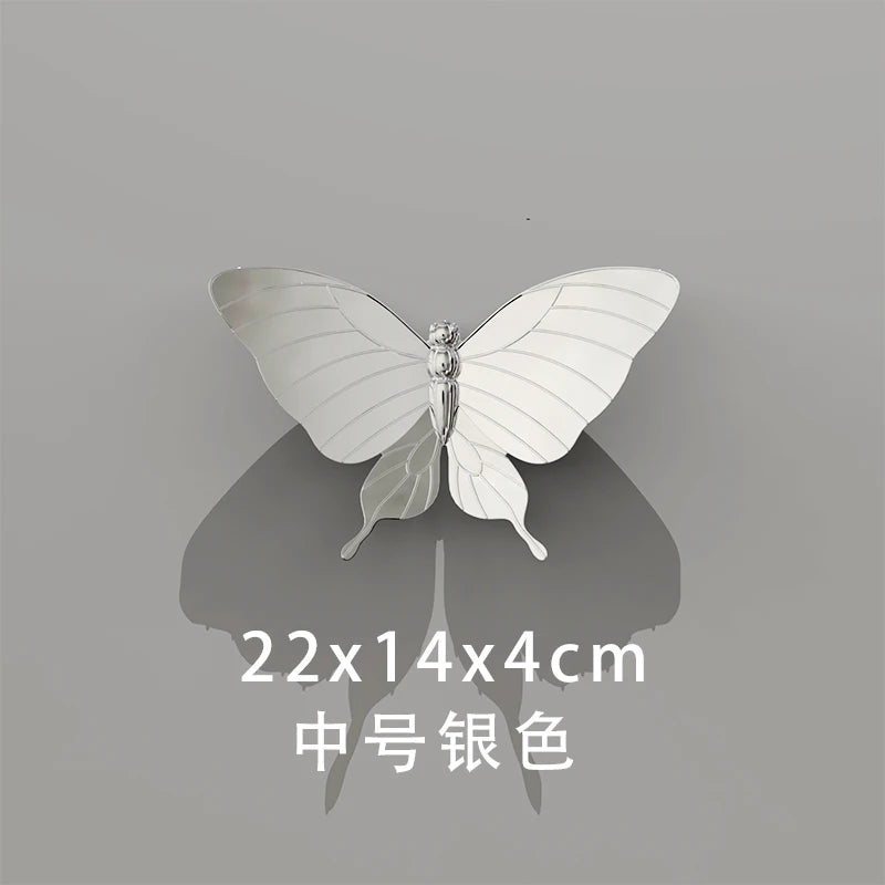 TV Background Wall Sofa Decoration Room Wall Decoration Butterfly Wall Creative Decoration Pendant Decor Aesthetic Oasis Select 22Cm silver 1pcs