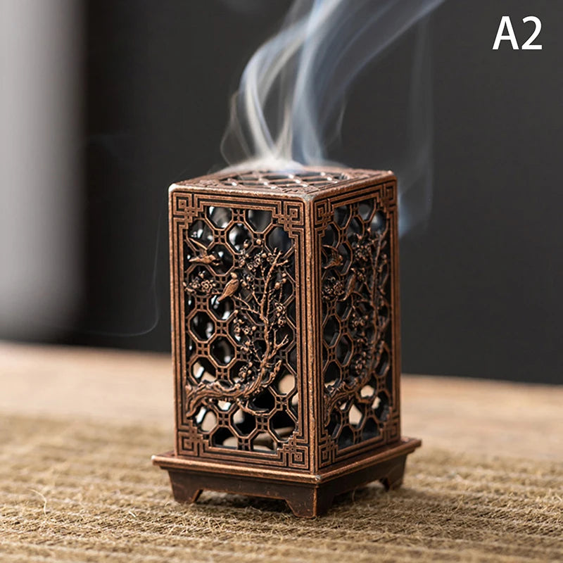 Alloy Censer Incense Holder Square Vertical Incense Burner Indoor Aromatherapy Home Ornament Chinese Incense Burners Oasis Select A2
