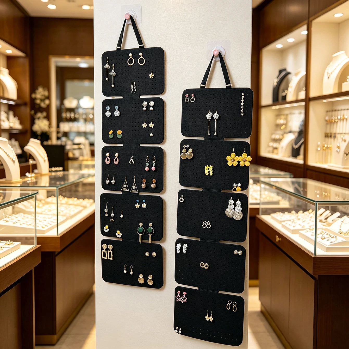 1pc black 5-piece hanging earring storage bag, foldable earring jewelry display stand suitable for badges, medals, organizers Oasis Select