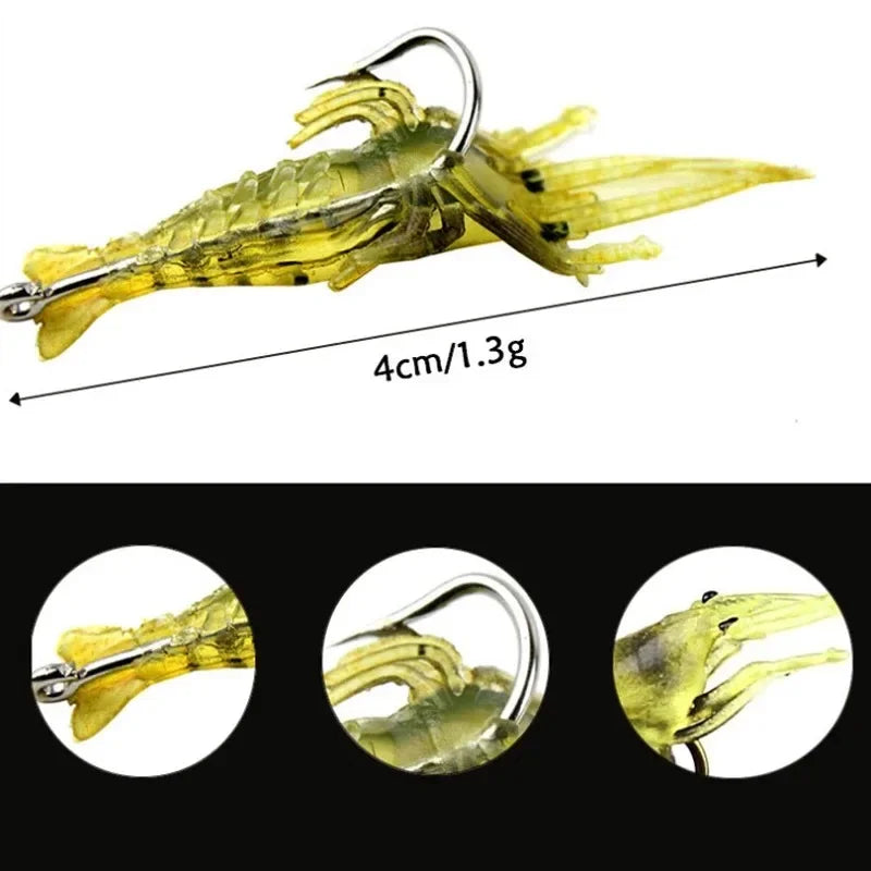 Luminous Shrimp Silicone Artificial Bait Simulation Soft Prawn With Hooks Carp Wobbler For Fishing Tackle Lure Carp Oasis Select
