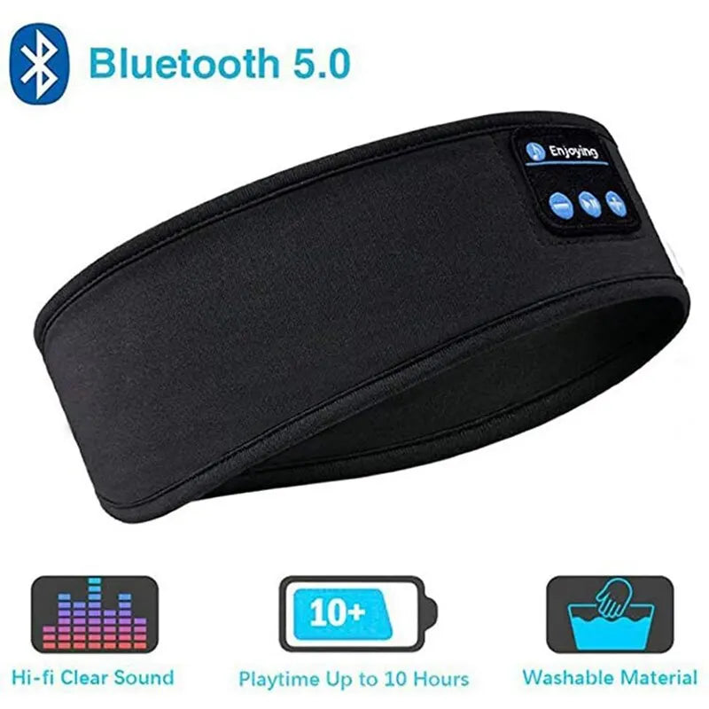 Fone Bluetooth Earphones Sports Sleeping Headband Elastic Wireless Headphones Music Eye Mask Wireless Bluetooth Headset Headband Oasis Select Black