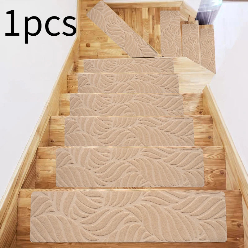 1pcs Stair mat step mat floor mat glue-free self-adhesive tpr non-slip mat brushed embossed repeated use Oasis Select 76x20.3cm 1pcs Leaf style 1pcs