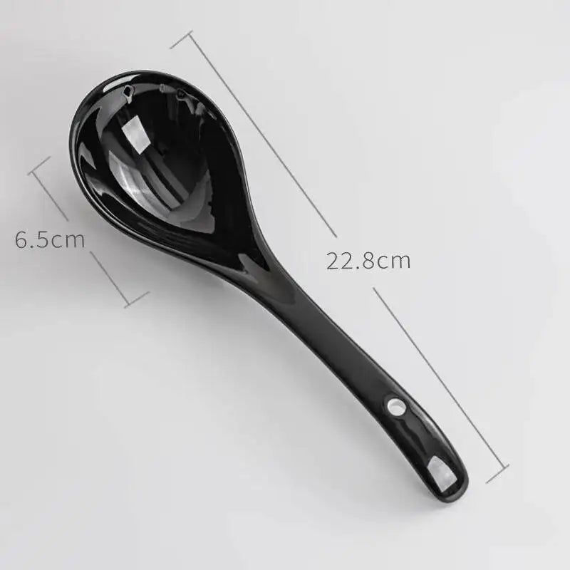 Internet Celebrity Porridge Spoon Large Size Clay Pot Soup Spoon Porridge Spoon Hot Pot Long Handle Spoon Kitchen Tablewear Oasis Select Dark Black Ladle