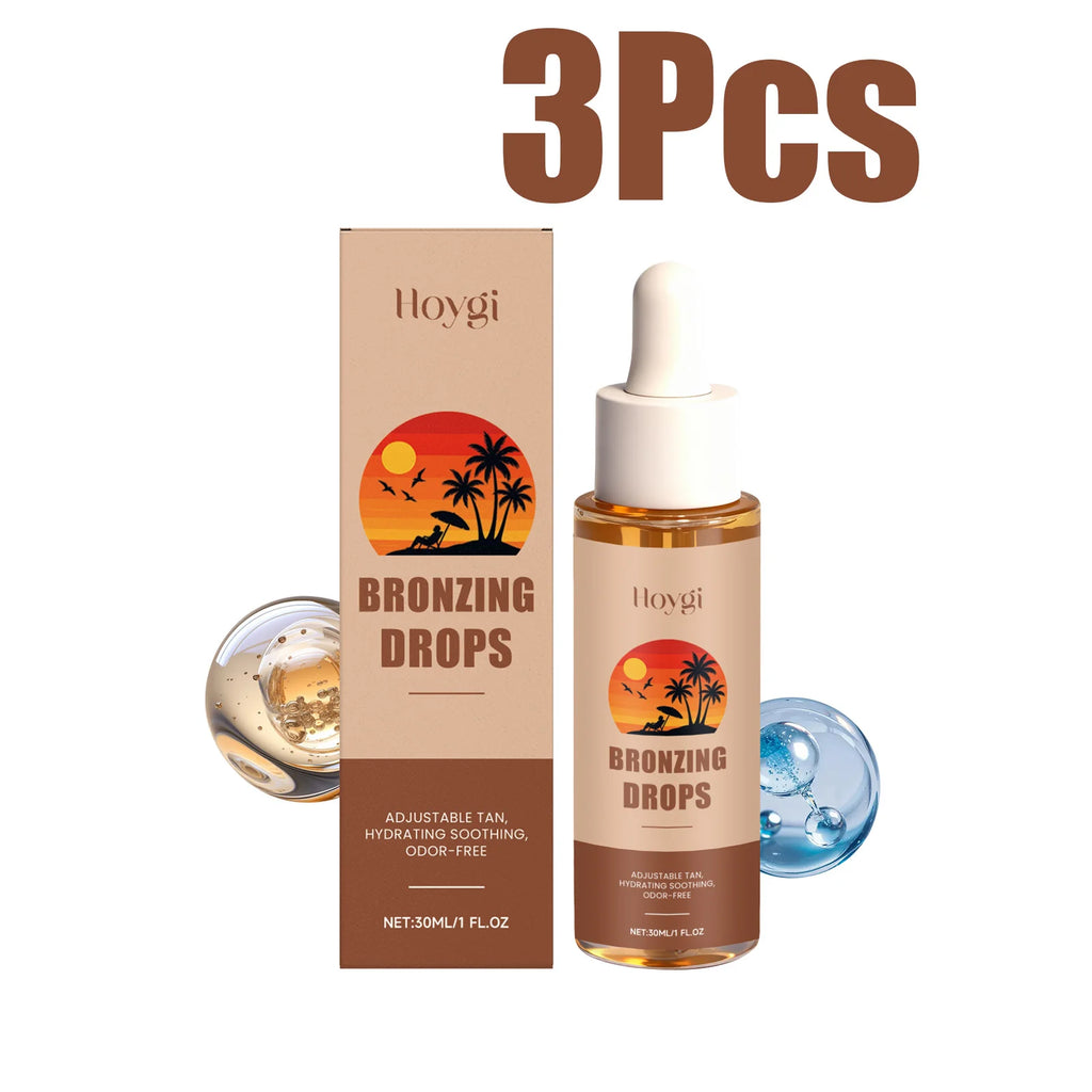 Sunless Tanning Drops Bronzing Drops for Face Gradual Natural-Looking Tan Mixable with Moisturizer Hydrating & Nourishing Vegan Oasis Select 3 x 30ml Boxed