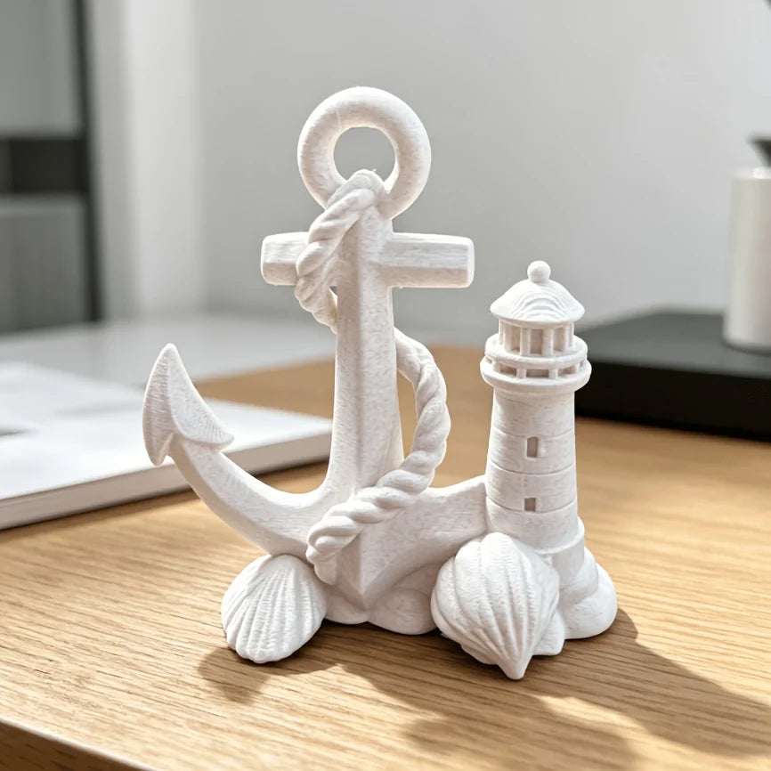 Nautical Anchor & Lighthouse Statue DIY Figurine for Beach Themed Home Office Painting Coastal Home Decor Ornament Handmade Gift Oasis Select
