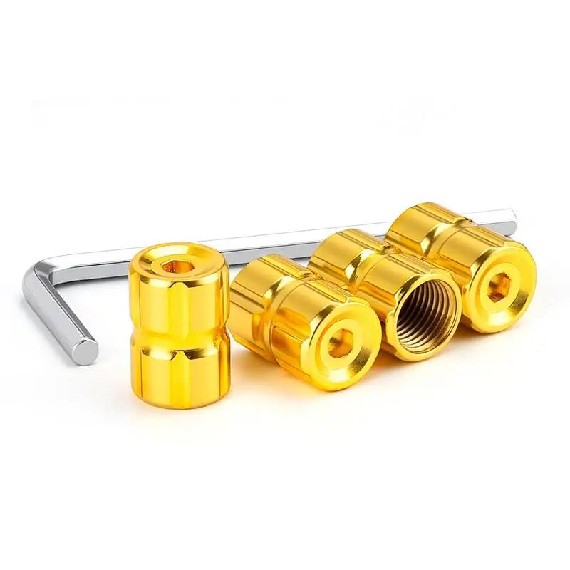 4pcs Car Tire Valve Stems Caps, Anti-Theft Auto Wheel Valve Stem Covers With O Rubber Seal, Universal Stainless Tyre Air Stems Oasis Select Gold
