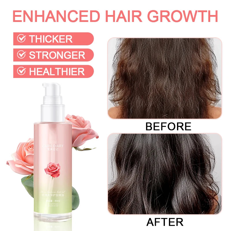 Rose brightening hair care essential oil, brightens and smoothes hair, improves curls, perms and frizzy hair Oasis Select