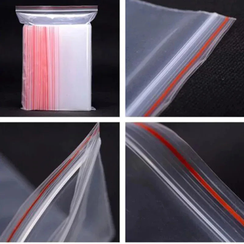 100/200/300pcs Small Zip Lock Plastic Bag Reclosable Transparent Bag Shoe Bag Vacuum Bag Poly Clear Bags Thickness 0.05mm Oasis Select
