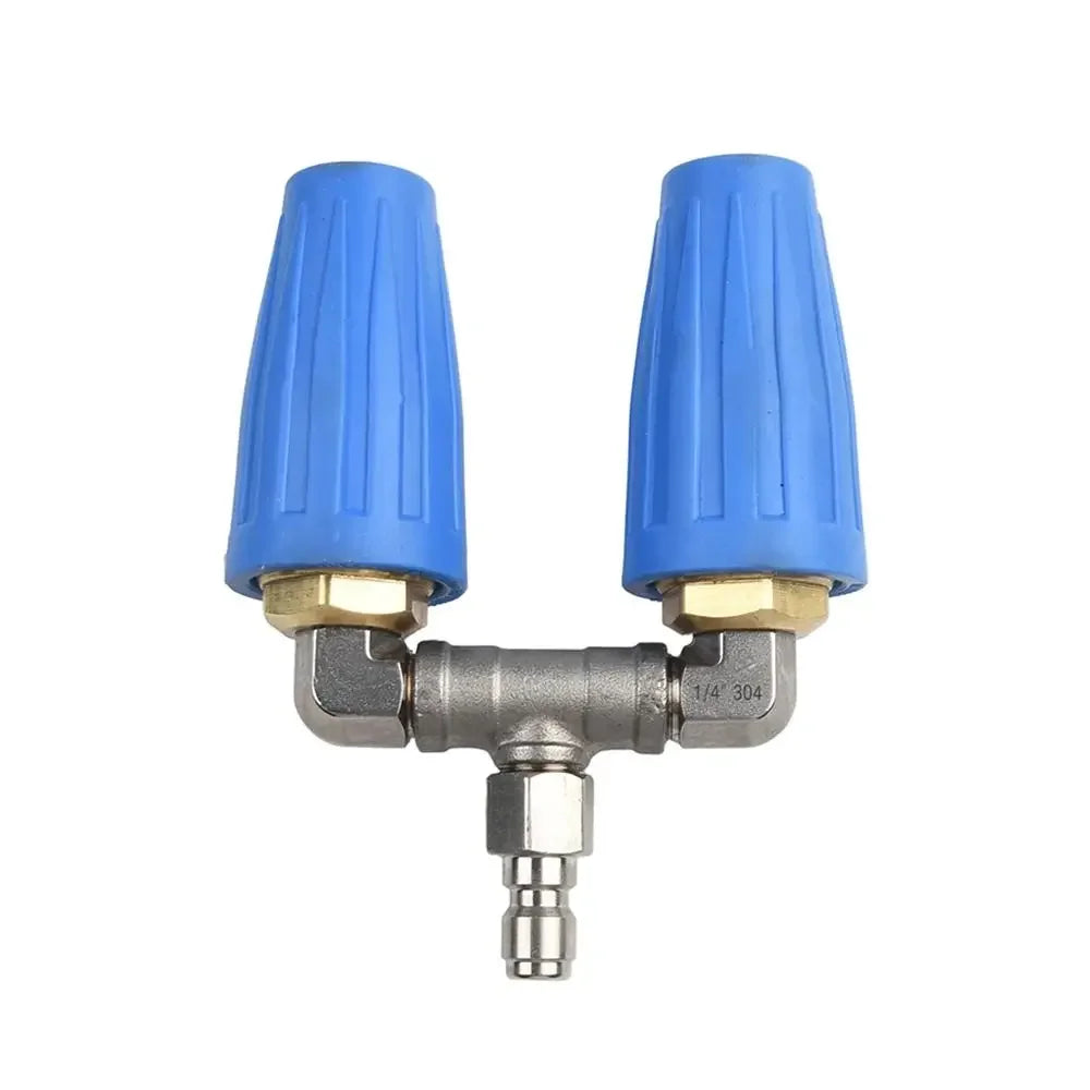 360°Rotating Dual Turbo Nozzle Pressure Washer 1/4" Quick Connector 2.0 Orifice Twin Turbo Nozzle 4000 PSI Stainless Steel Oasis Select blue